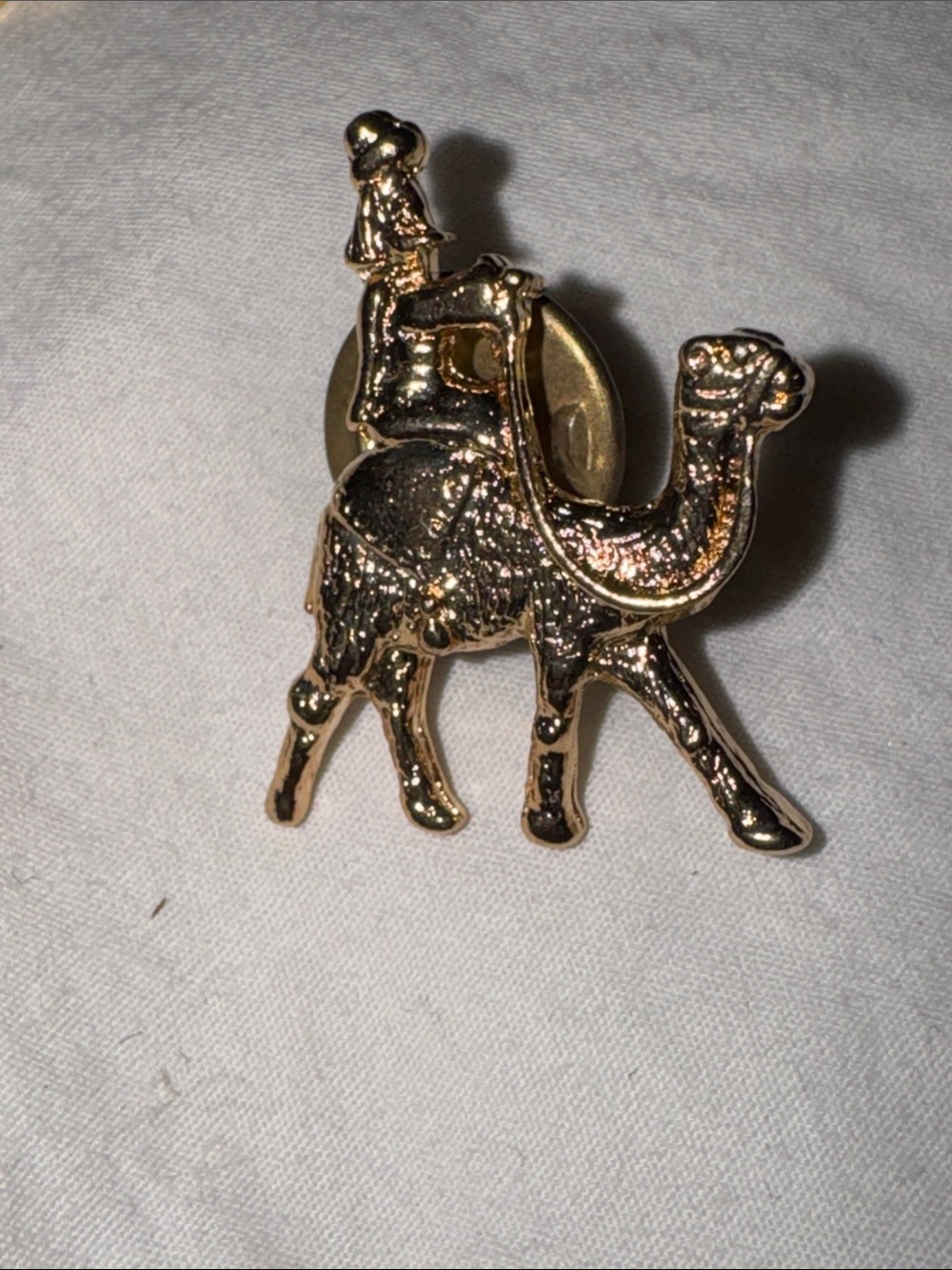 Gold-tone Man on a Camel Lapel Pin/ Tie Tack - Animal Motif